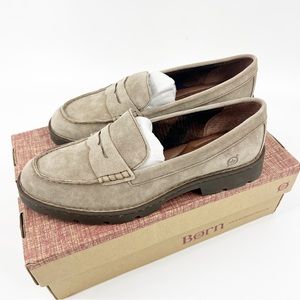 NWB Born Womens Loire Taupe Suede Penny Loafer SIZE 10